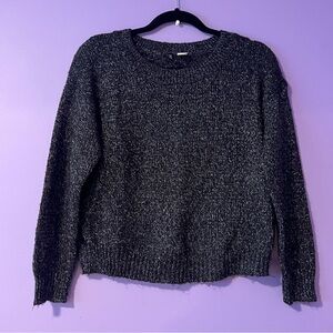 Divided Cable Knit Black Sparkley Sweater